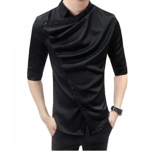 Summer Gothic Shirt Ruffle Designer Collar Shirt Black And White Korean Men Fashion Clothing Prom Party Club Even Shirts Summer Gothic Shirt Ruffle Designer Collar Shirt Black And White Korean Men Fashion Clothing Prom Party Club Even Shirts