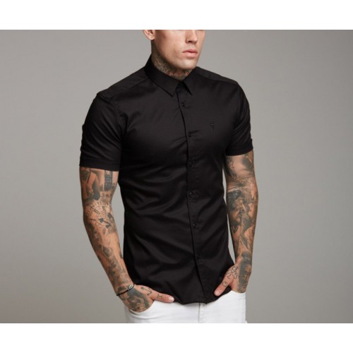 Loose Size Men Shirts Black white 100% Cotton Short Sleeve men's shirt Loose Size Men Shirts Black white 100% Cotton Short Sleeve men's shirt