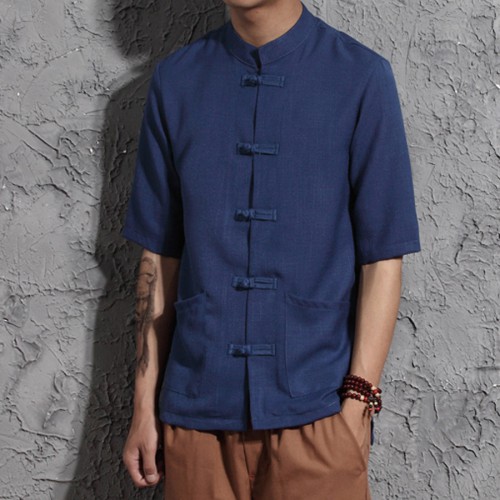 Cotton Linen Men Short Sleeve Dress Shirts Chinese Style Clothes Cotton Linen Men Short Sleeve Dress Shirts Chinese Style Clothes