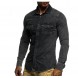 Male Long Sleeve Shirts Casual Solid Color Denim Slim Fit Dress Shirts Male Long Sleeve Shirts Casual Solid Color Denim Slim Fit Dress Shirts
