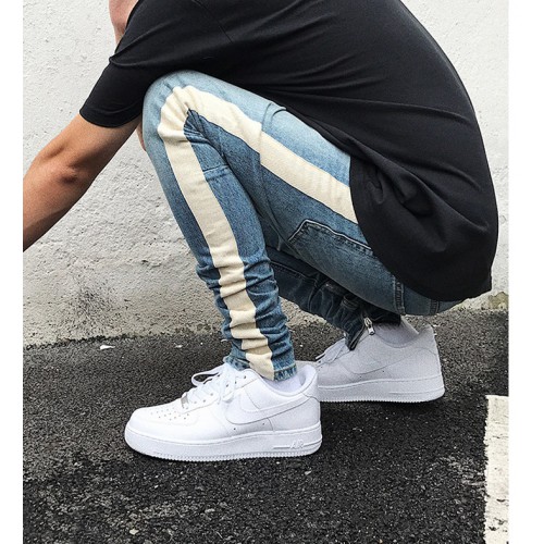 Skinny Jeans Men Hip Hop stripe Ripped Elastic Slim Fit Jeans Male Stretchy Pants street fear of God trousers Skinny Jeans Men Hip Hop stripe Ripped Elastic Slim Fit Jeans Male Stretchy Pants street fear of God trousers