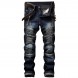 Men's Pleated Biker Jeans Pants Slim Fit Brand Designer Motocycle Denim Trousers For Male Straight Washed Multi Zipper Men's Pleated Biker Jeans Pants Slim Fit Brand Designer Motocycle Denim Trousers For Male Straight Washed Multi Zipper