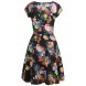 Women's  V-Neck Cap Sleeve Floral Casual Work Stretch Swing Dresses Women's  V-Neck Cap Sleeve Floral Casual Work Stretch Swing Dresses