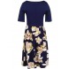 Women's Vintage Patchwork Pockets Puffy Swing Casual Party Dress Women's Vintage Patchwork Pockets Puffy Swing Casual Party Dress