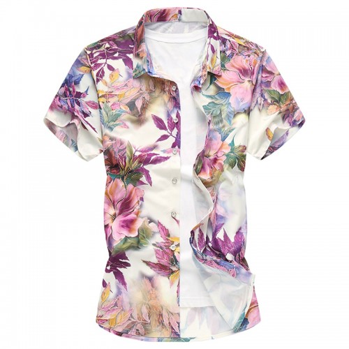 New Floral Print Hawaiian Casual Shirt Brand Clothing Short Sleeve Men Shirt New Floral Print Hawaiian Casual Shirt Brand Clothing Short Sleeve Men Shirt