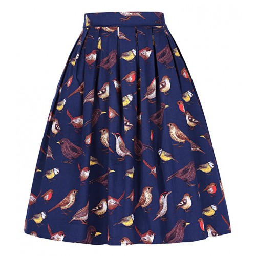 Women Pleated Vintage Skirts Floral Print  Women Pleated Vintage Skirts Floral Print