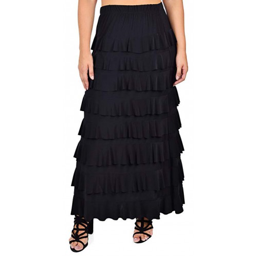 Women Waterfall 8 Tiered Boho Layered Maxi Skirt Women Waterfall 8 Tiered Boho Layered Maxi Skirt
