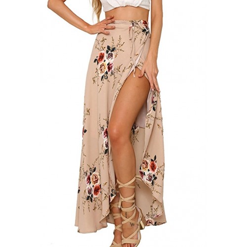 Womens Boho Floral Tie Up Waist Summer Beach Wrap Cover Up Maxi Skirt Womens Boho Floral Tie Up Waist Summer Beach Wrap Cover Up Maxi Skirt