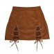 Womens Sexy High Waist Lace up Faux Suede Split Tight Mini Skirt Womens Sexy High Waist Lace up Faux Suede Split Tight Mini Skirt
